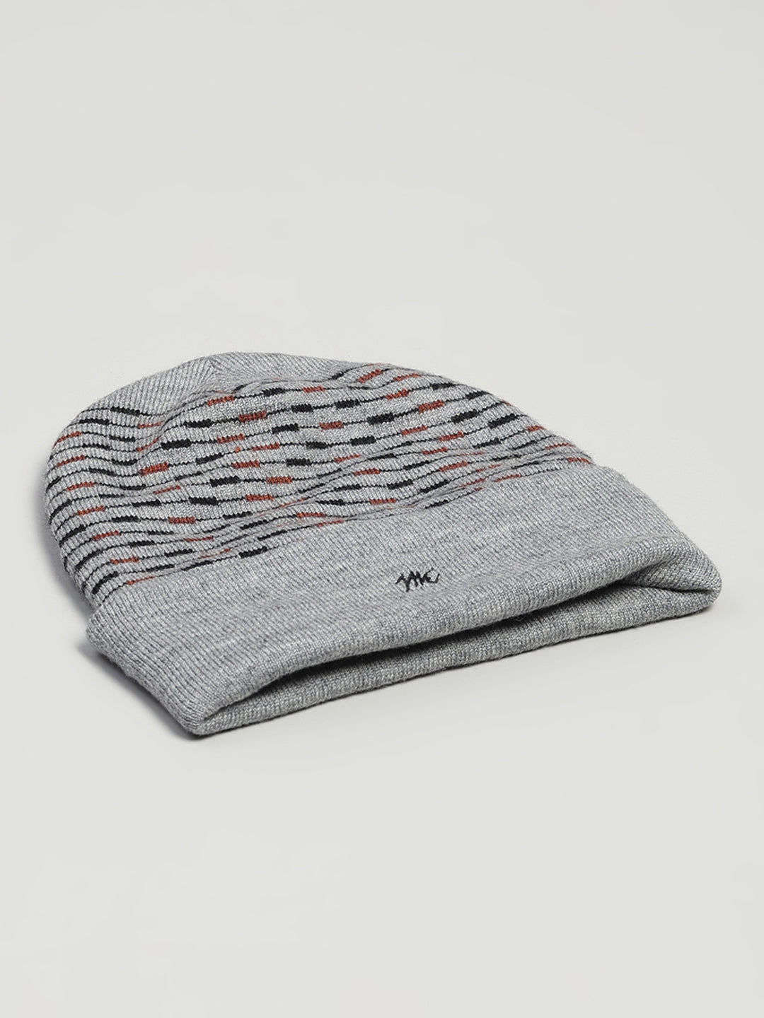 Men Grey Printed Pure Wool Cap