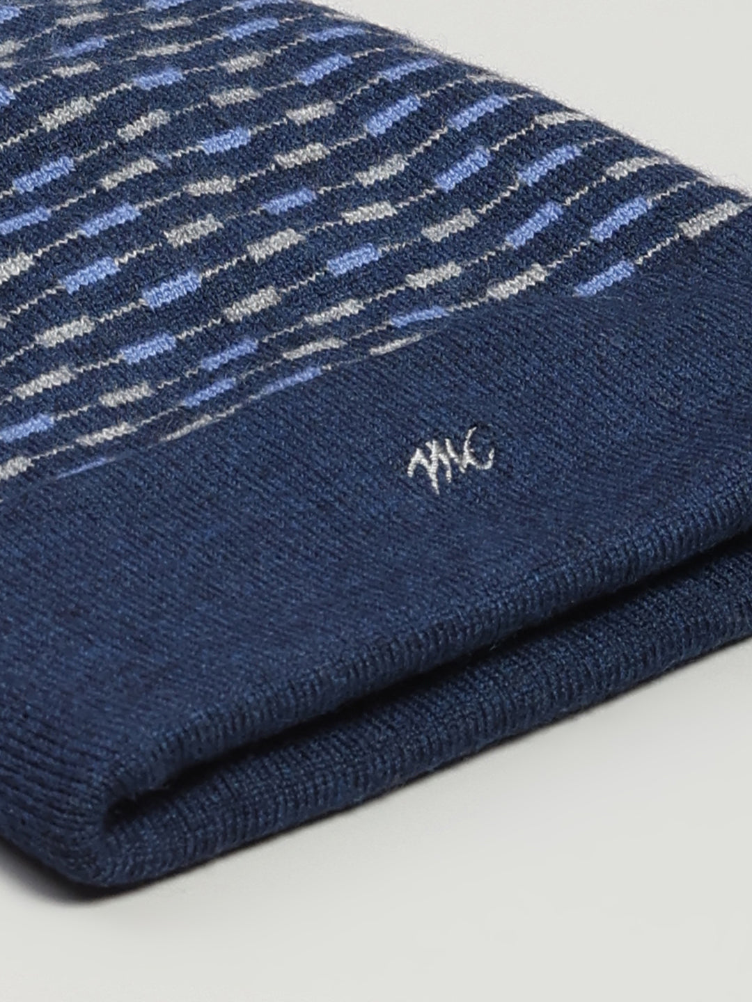 Men Blue Printed Pure Wool Cap