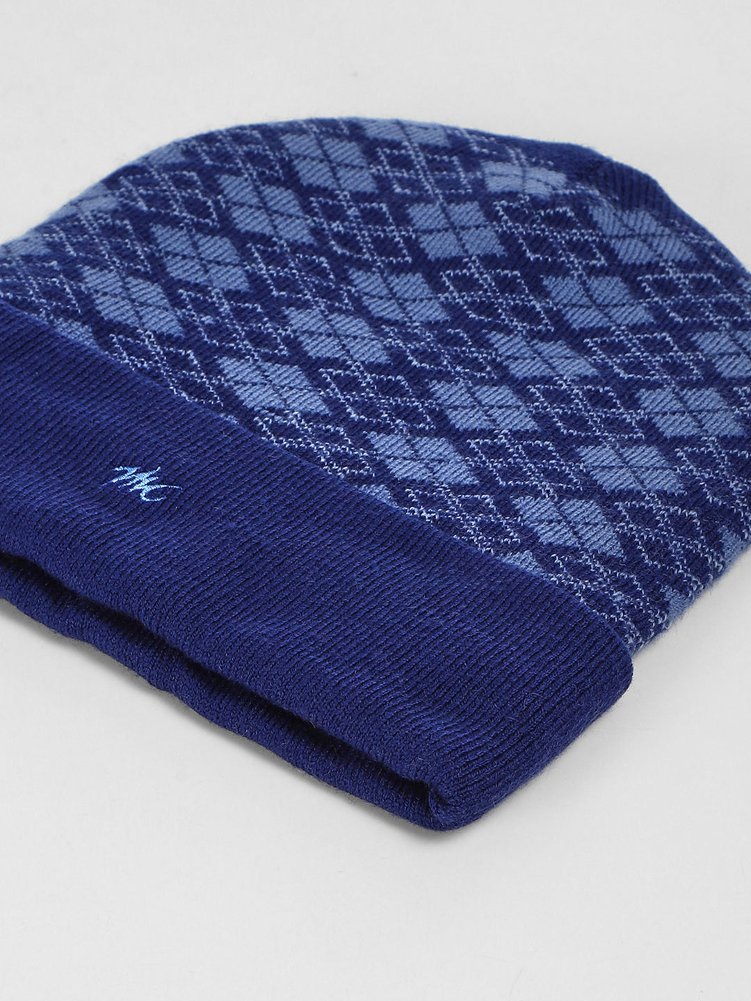 Men Blue Self Design Cap