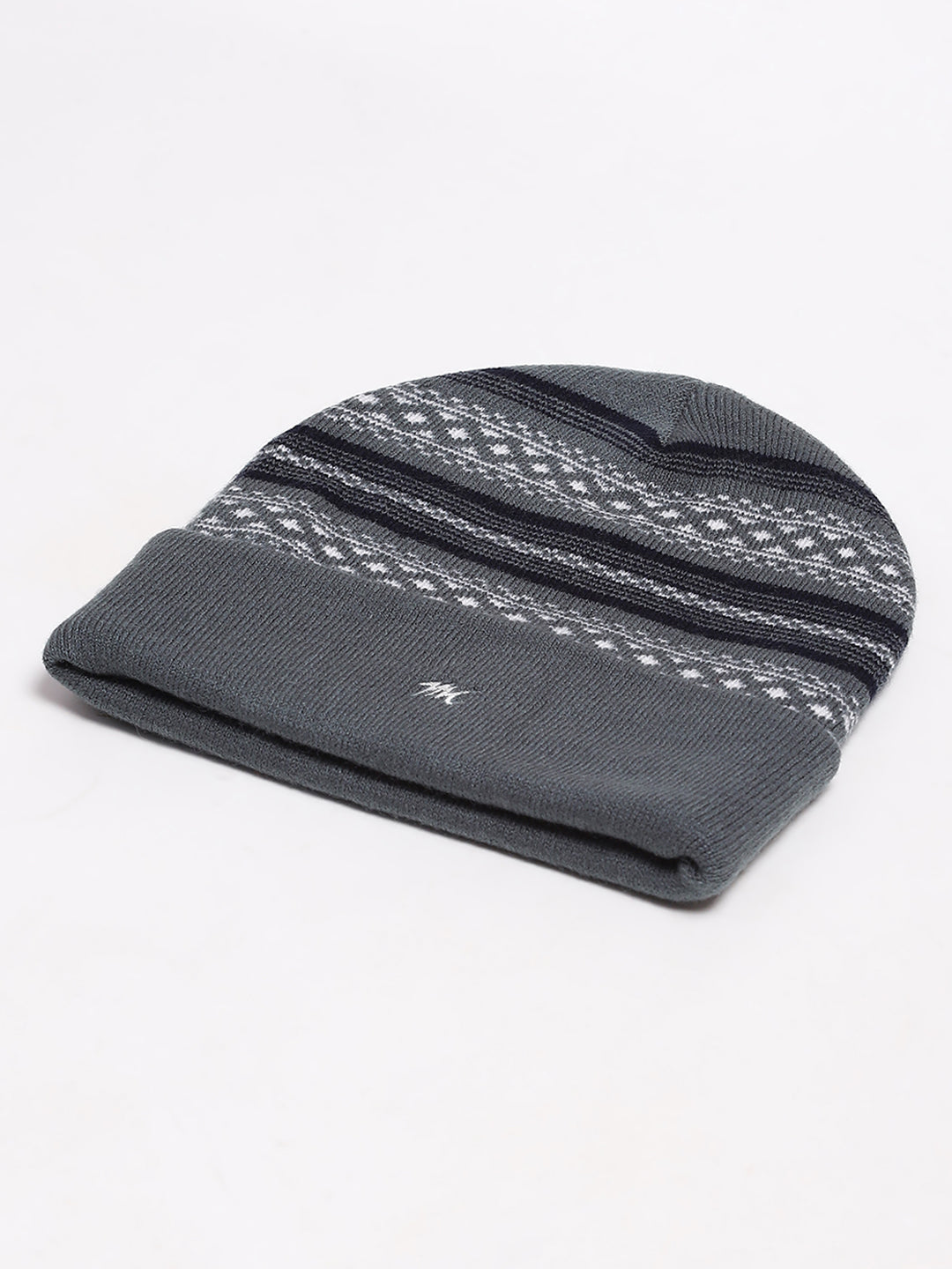 Men Grey Self Design Blend Wool Cap