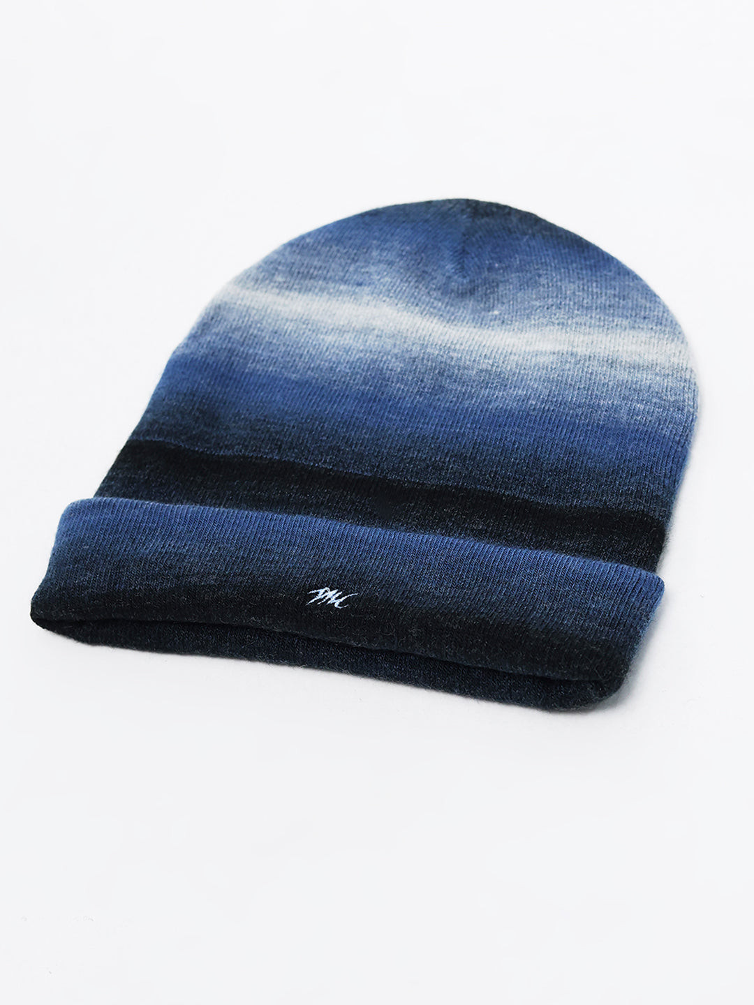 Men Navy Blue Self Design Blend Wool Cap