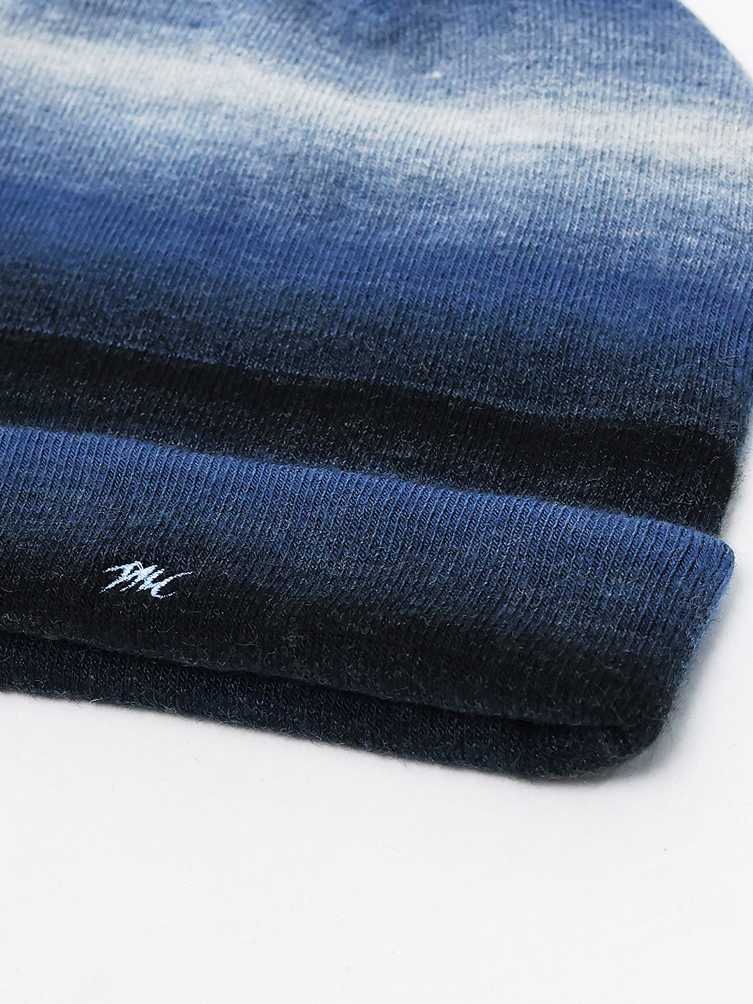 Men Navy Blue Self Design Blend Wool Cap