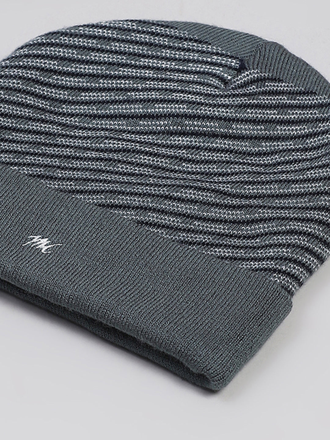 Men Grey Printed Blend Wool Cap