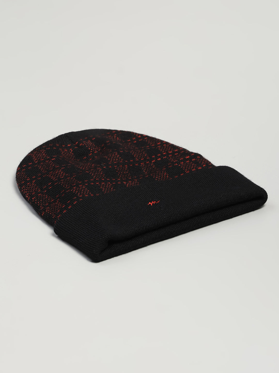 Men Black Printed Blend Wool Cap