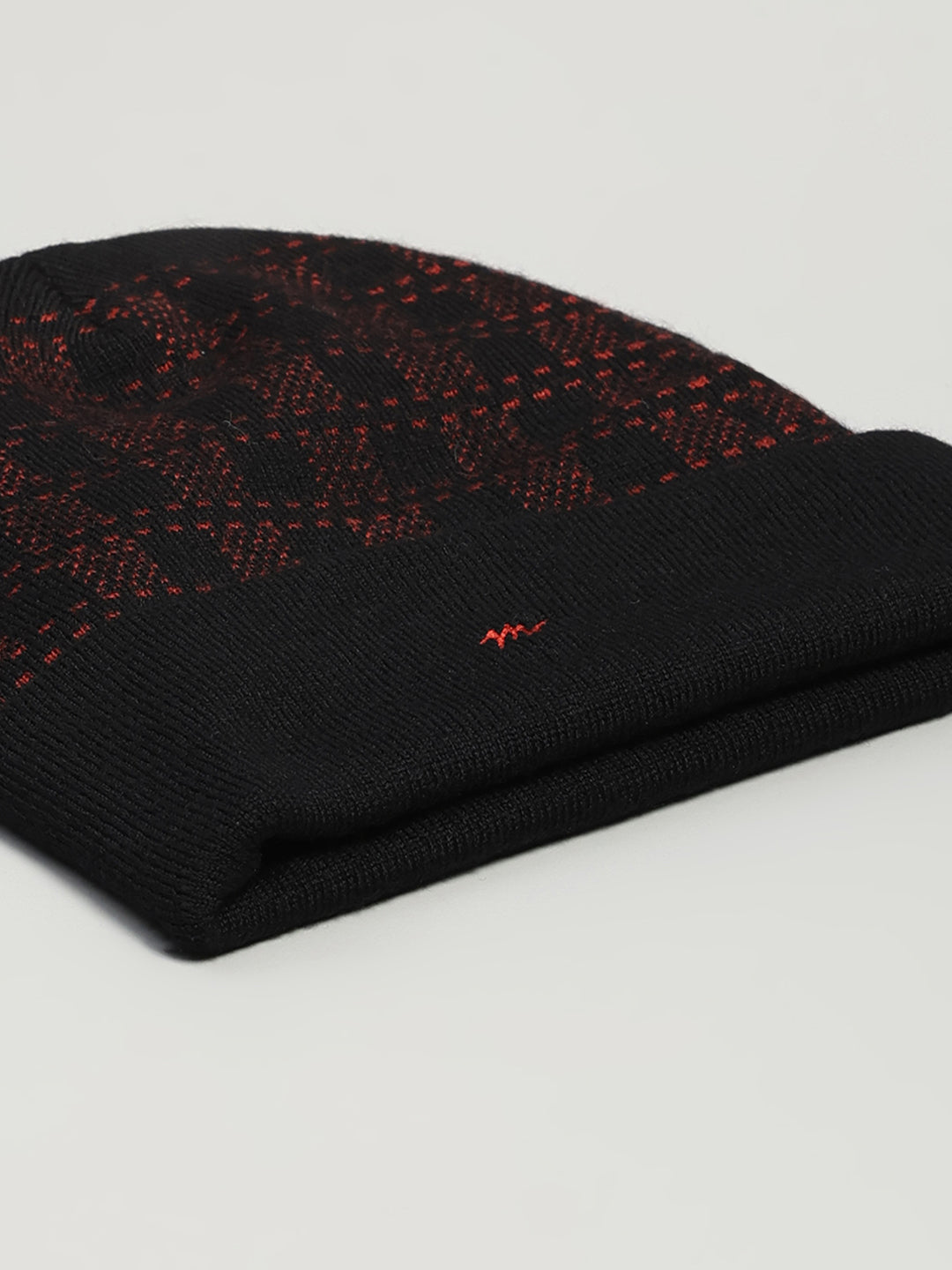 Men Black Printed Blend Wool Cap