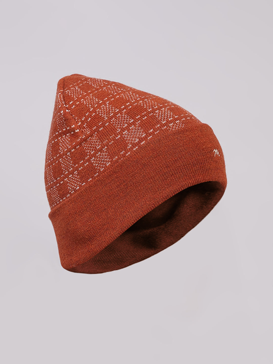 Men Rust Printed Blend Wool Cap