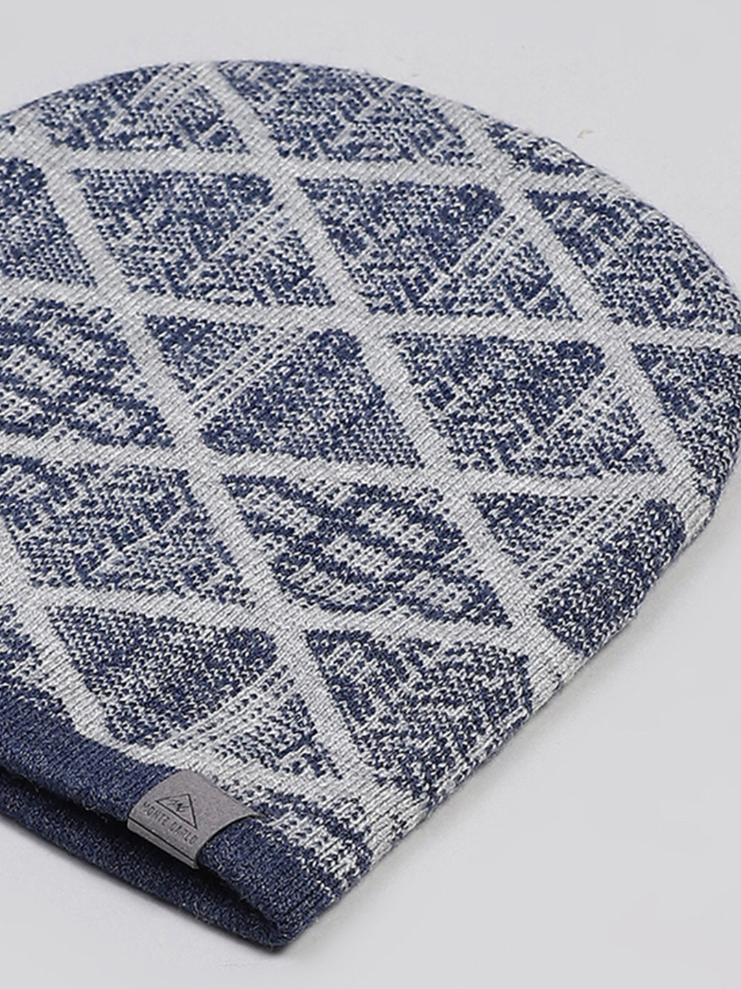 Men Blue Printed Blend Wool Cap