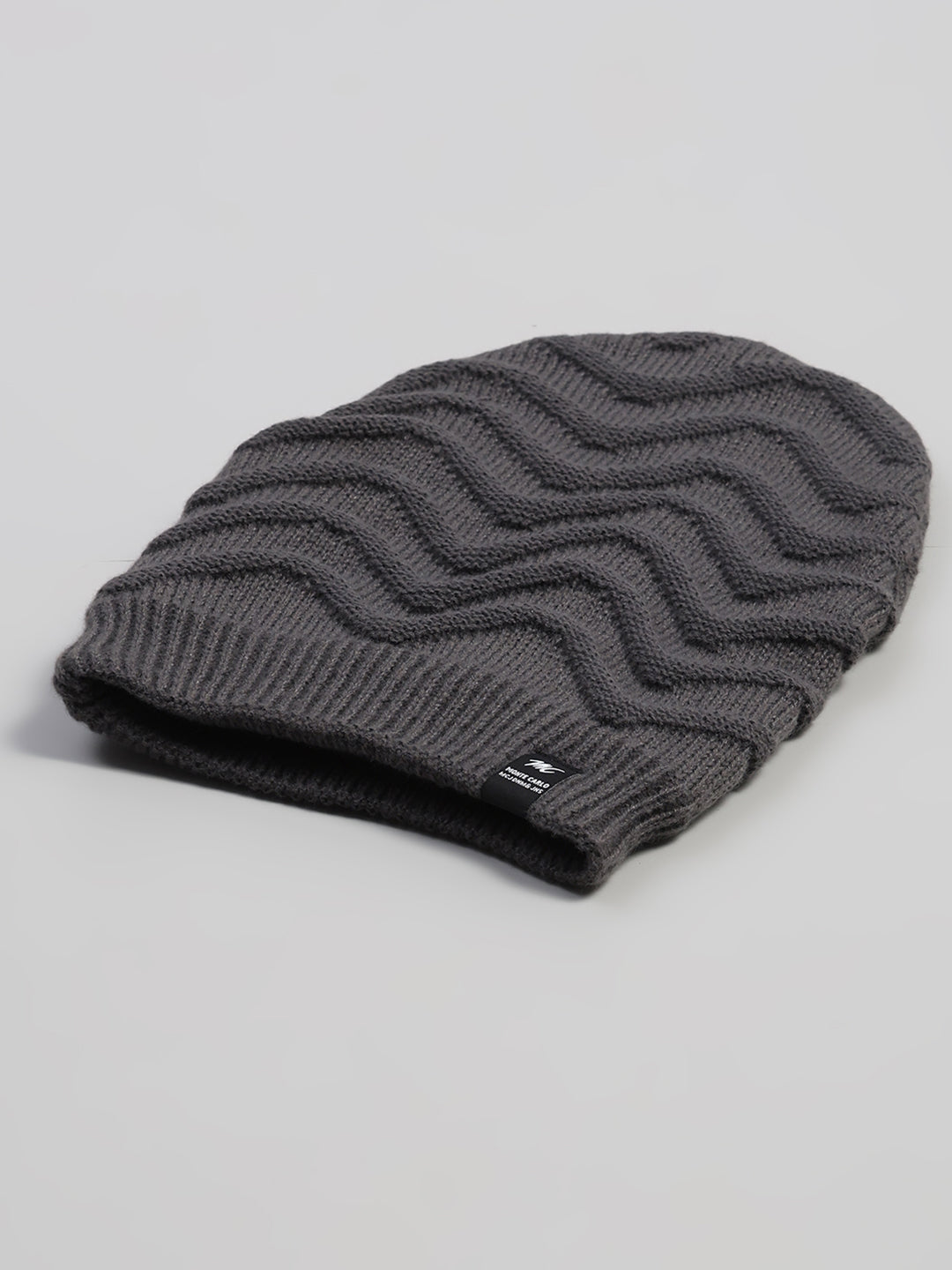 Men Grey Printed Blend Wool Cap