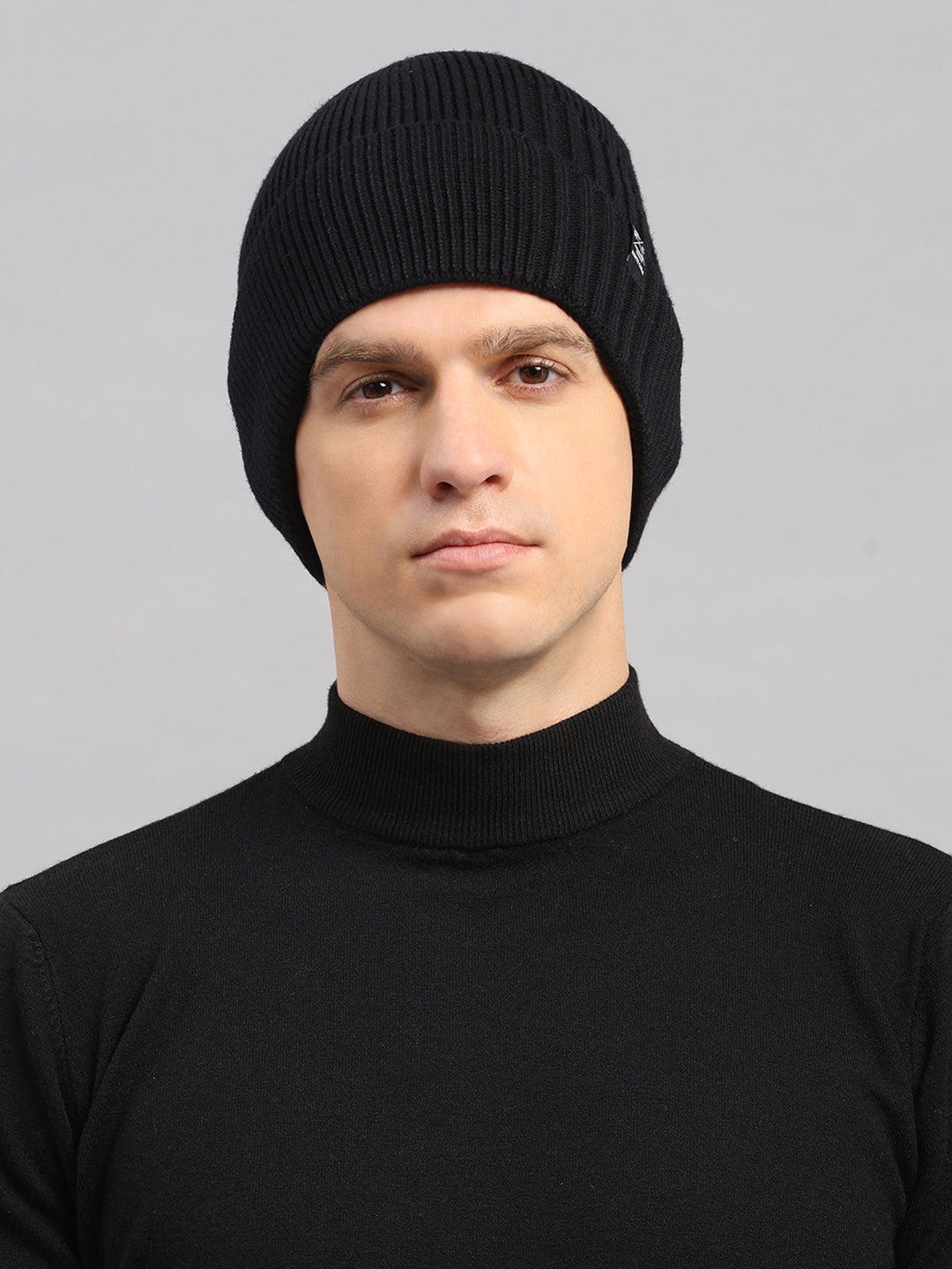 Men Black Printed Blend Wool Cap