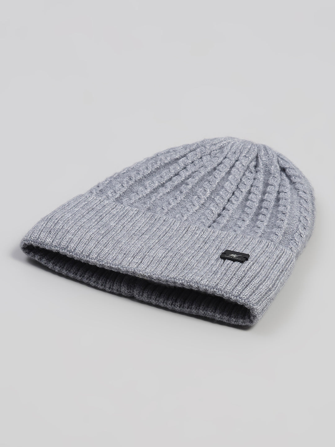 Men Grey Printed Blend Wool Cap