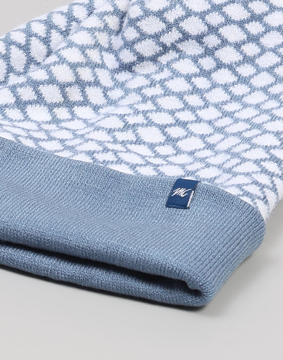 Women Light Blue Self Design Blend Wool Cap