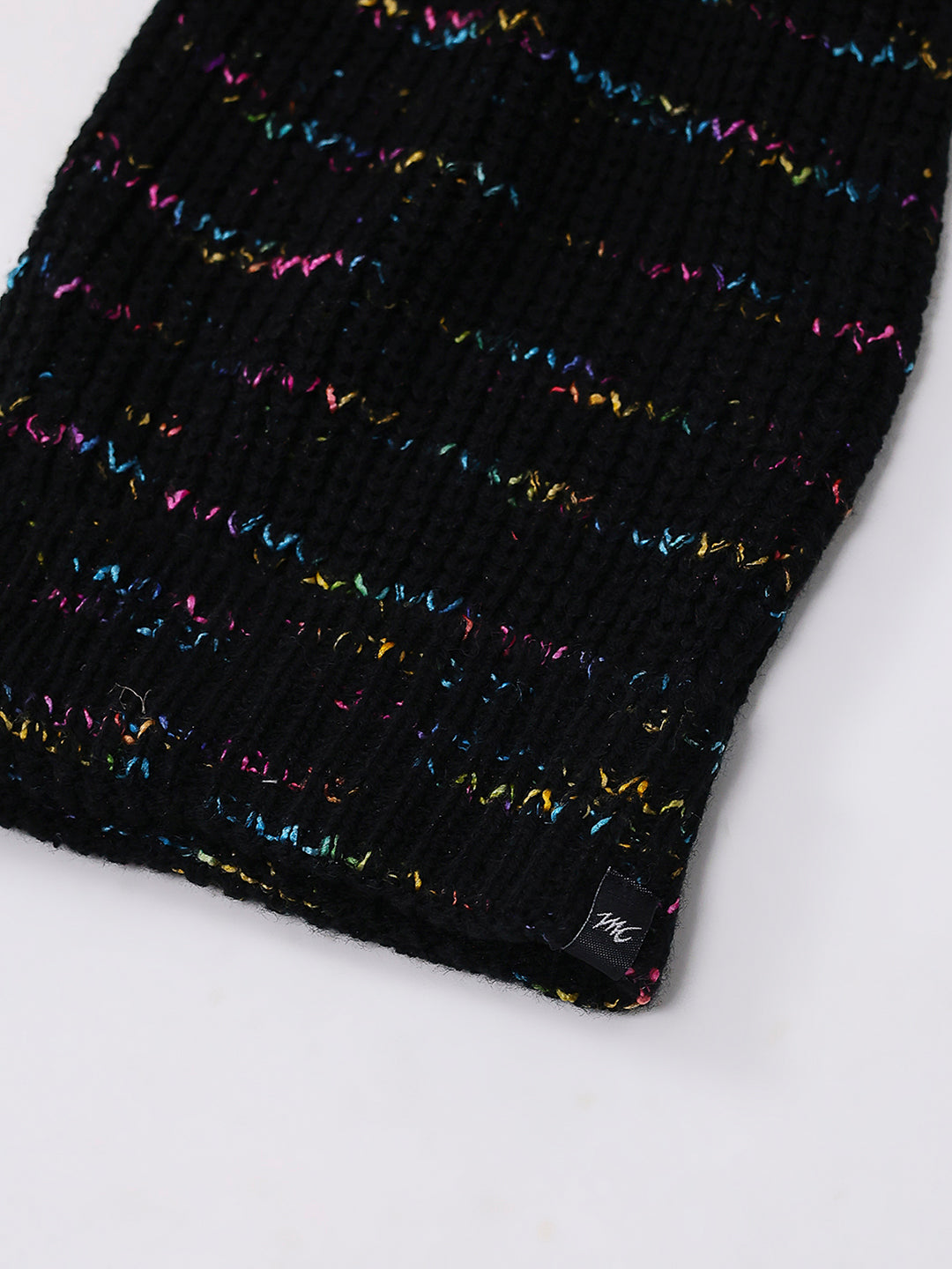 Women Black Self Design Blend Wool Cap