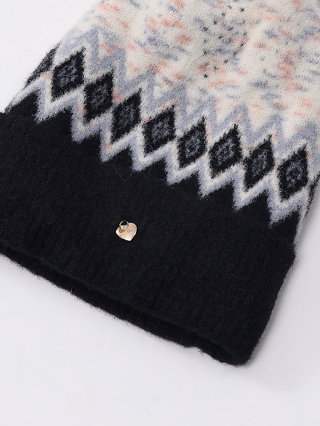 Women Black Self Design Blend Wool Cap