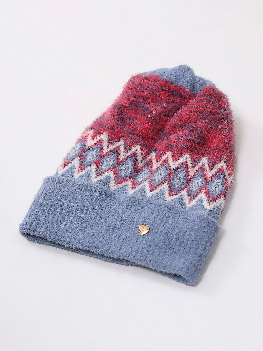 Women Multicolor Self Design Blend Wool Cap