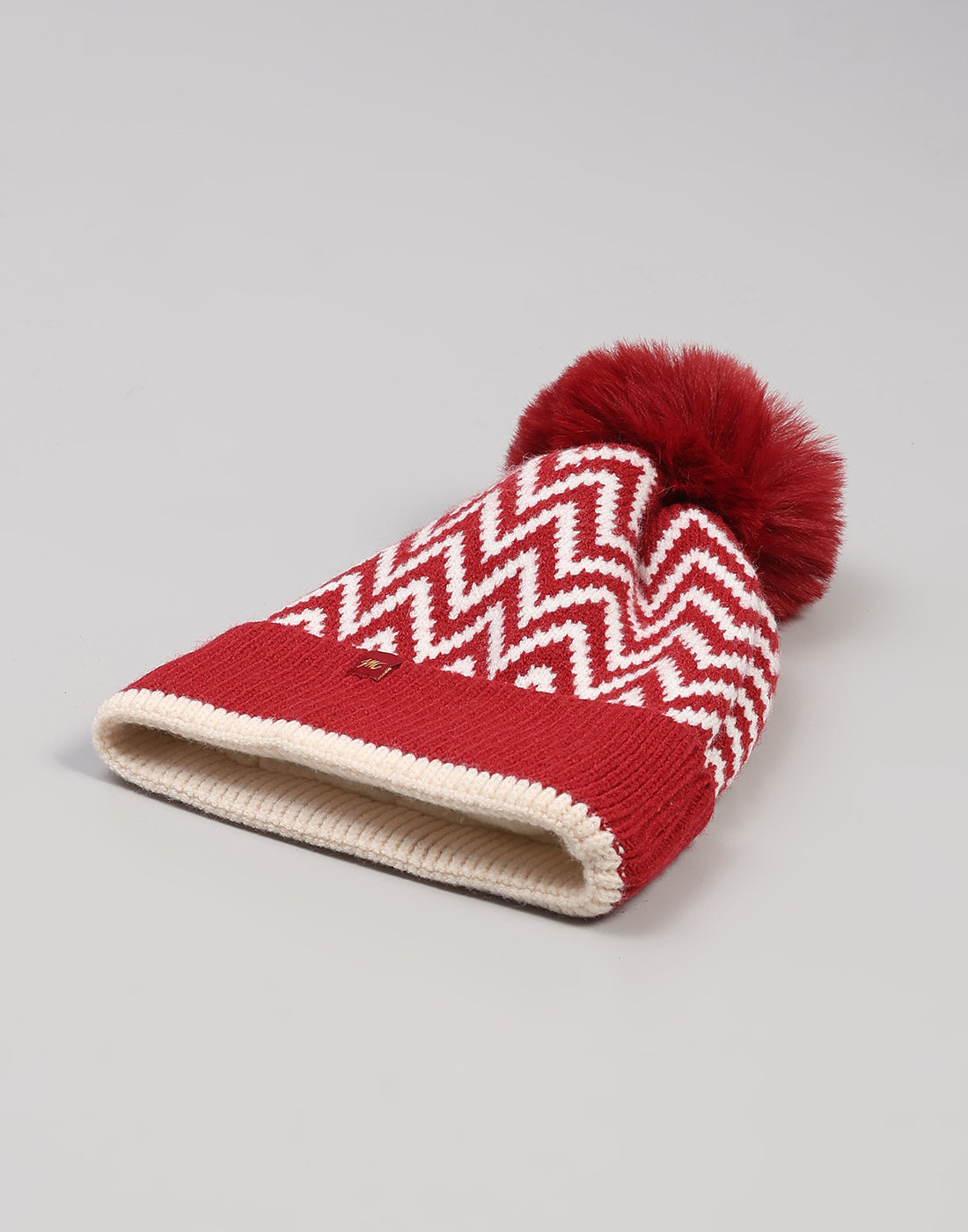 Women Maroon Self Design Blend Wool Cap