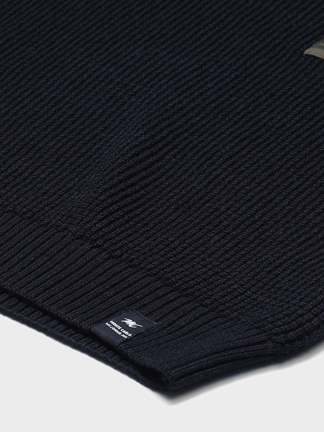 Men Black Self Design Round Neck Full Sleeve Pullover