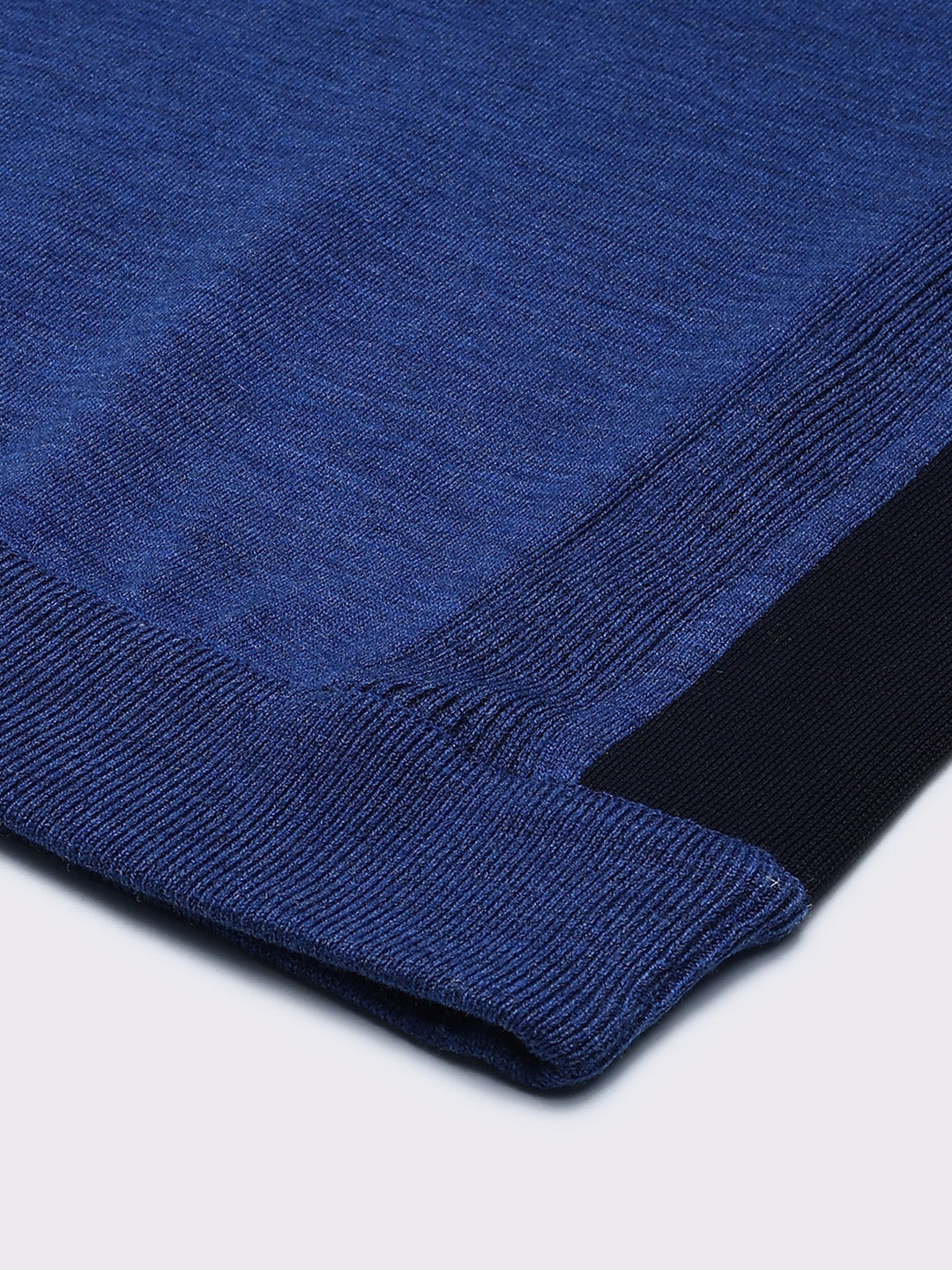 Men Blue Solid Round Neck Full Sleeve Pullover