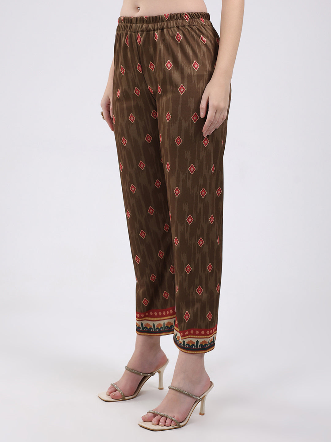 Women Multicolor Printed Round Neck Full Sleeve Kurti Set for Winter