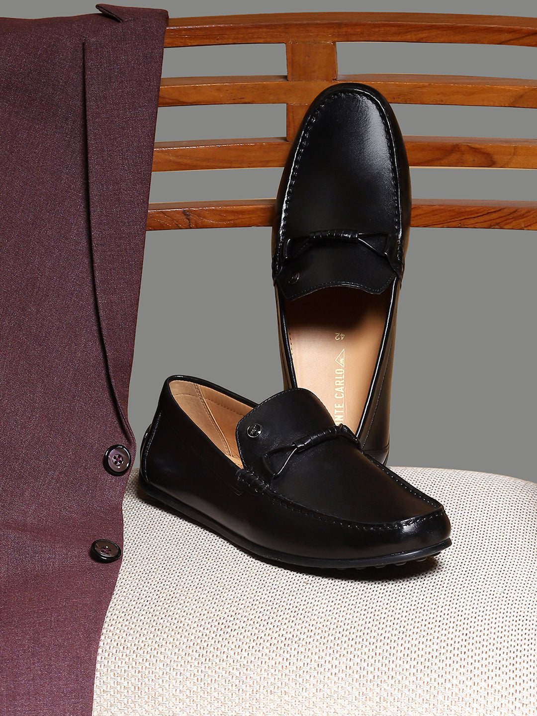 Men Black Slip on Genuine Leather Loafers
