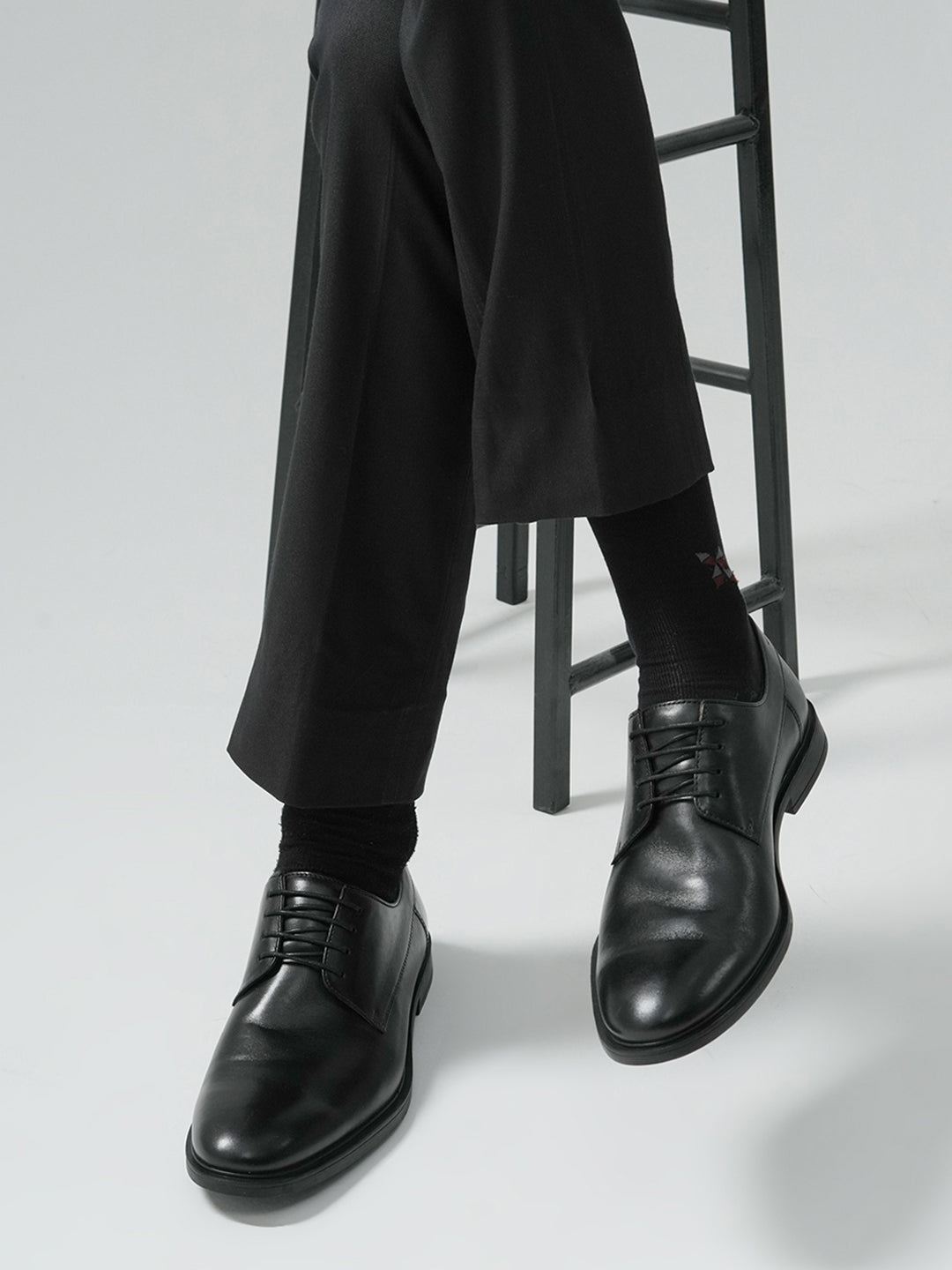 Men Black Lace Up Genuine Leather Formal Derby