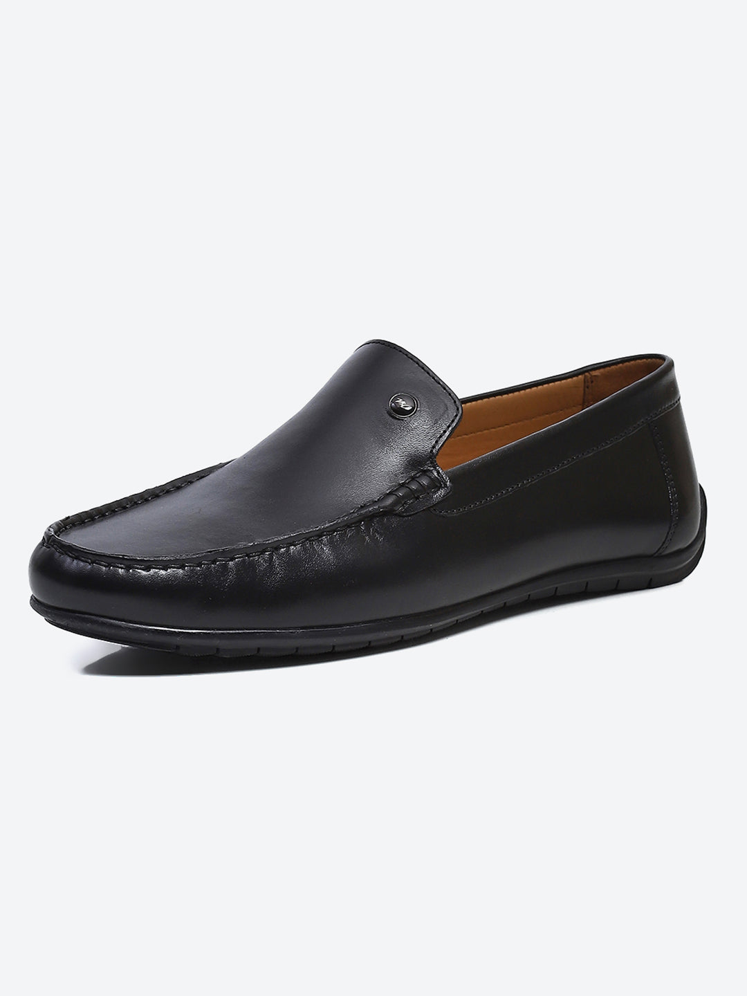 Monte Carlo Black Casual Slip on Leather Loafers for Men