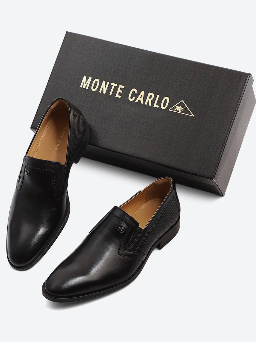 Men Black Slip on Genuine Leather Formal Shoes