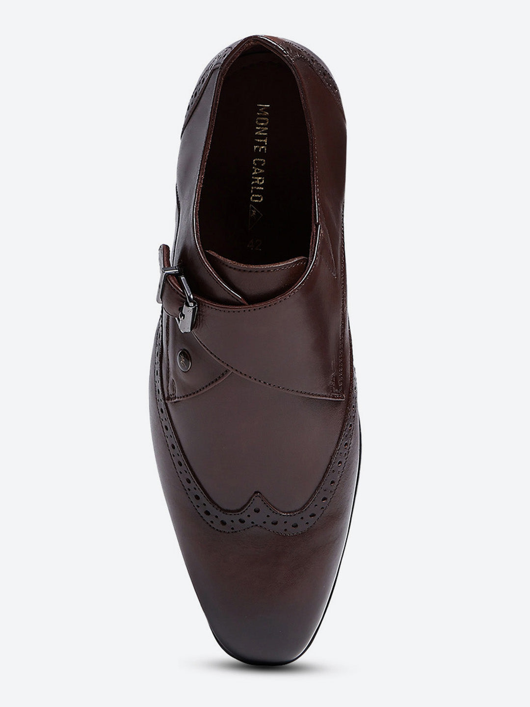 Men Brown Buckle Leather Formal Monks