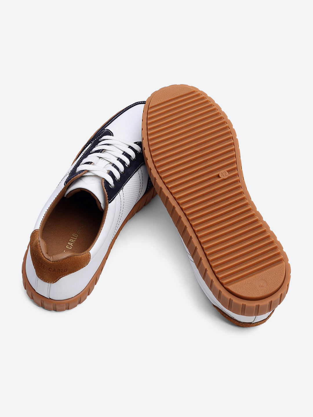 Men White Lace Up Genuine Leather Sneaker