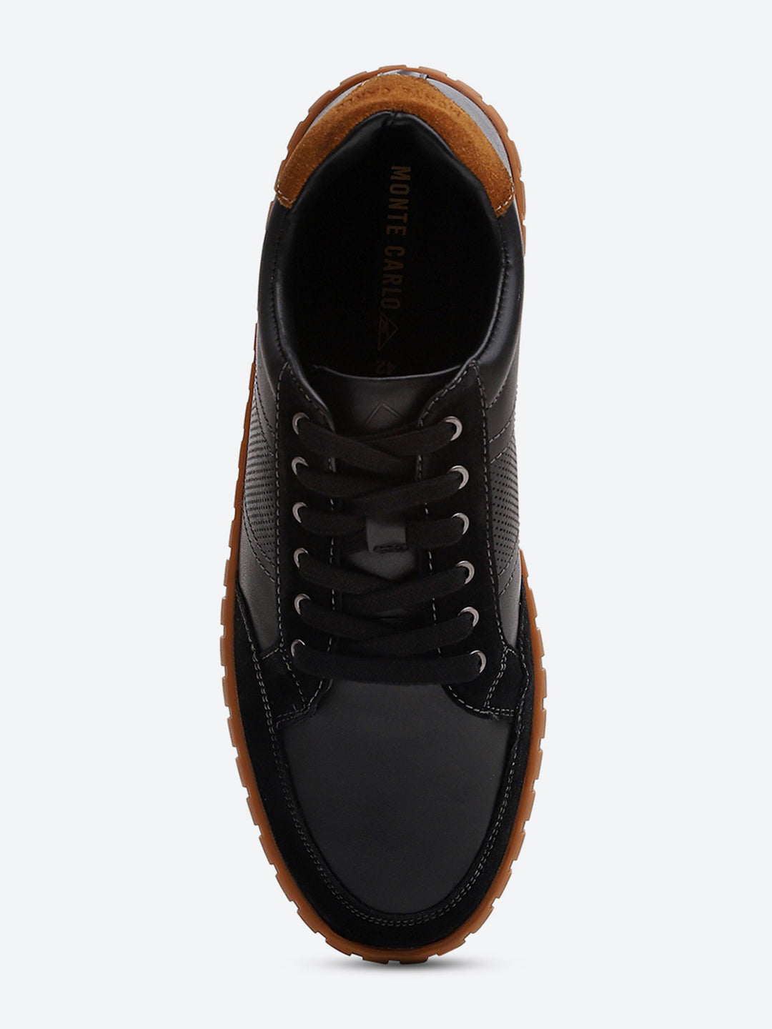 Men Black Lace Up Genuine Leather Sneaker