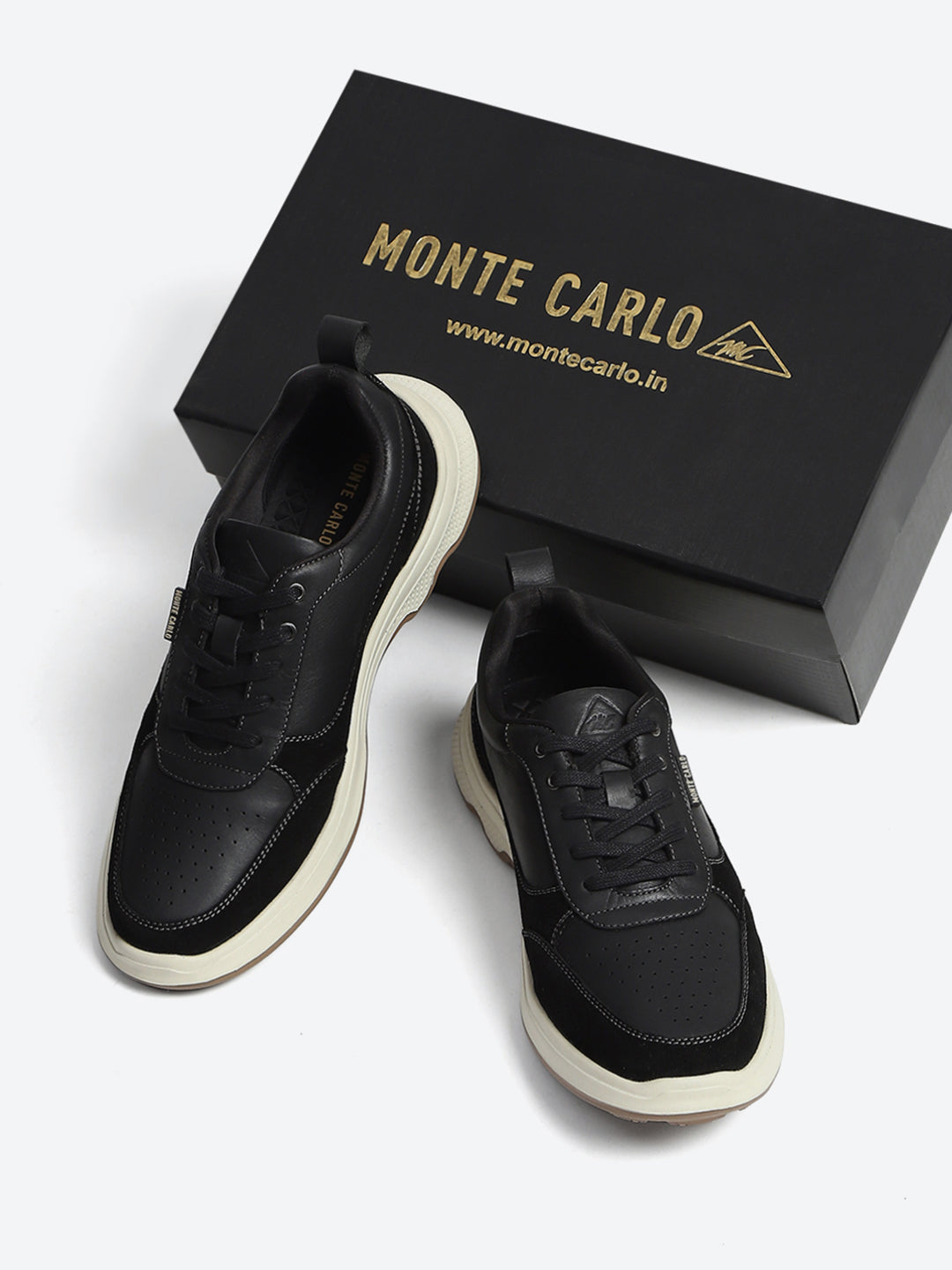 Monte Carlo Black & Taupe Comfort Casual Sneakers for Men