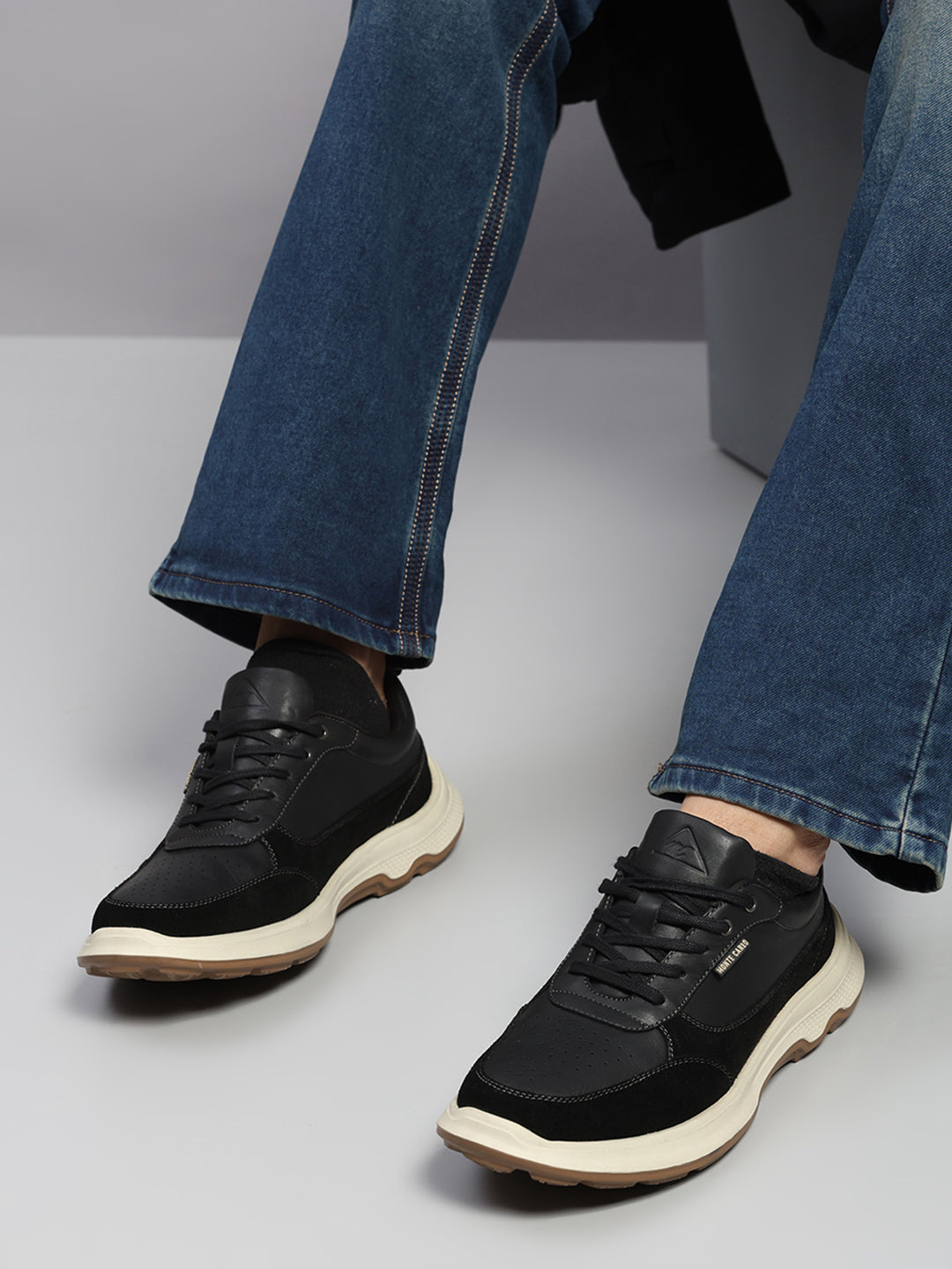 Monte Carlo Black & Taupe Comfort Casual Sneakers for Men