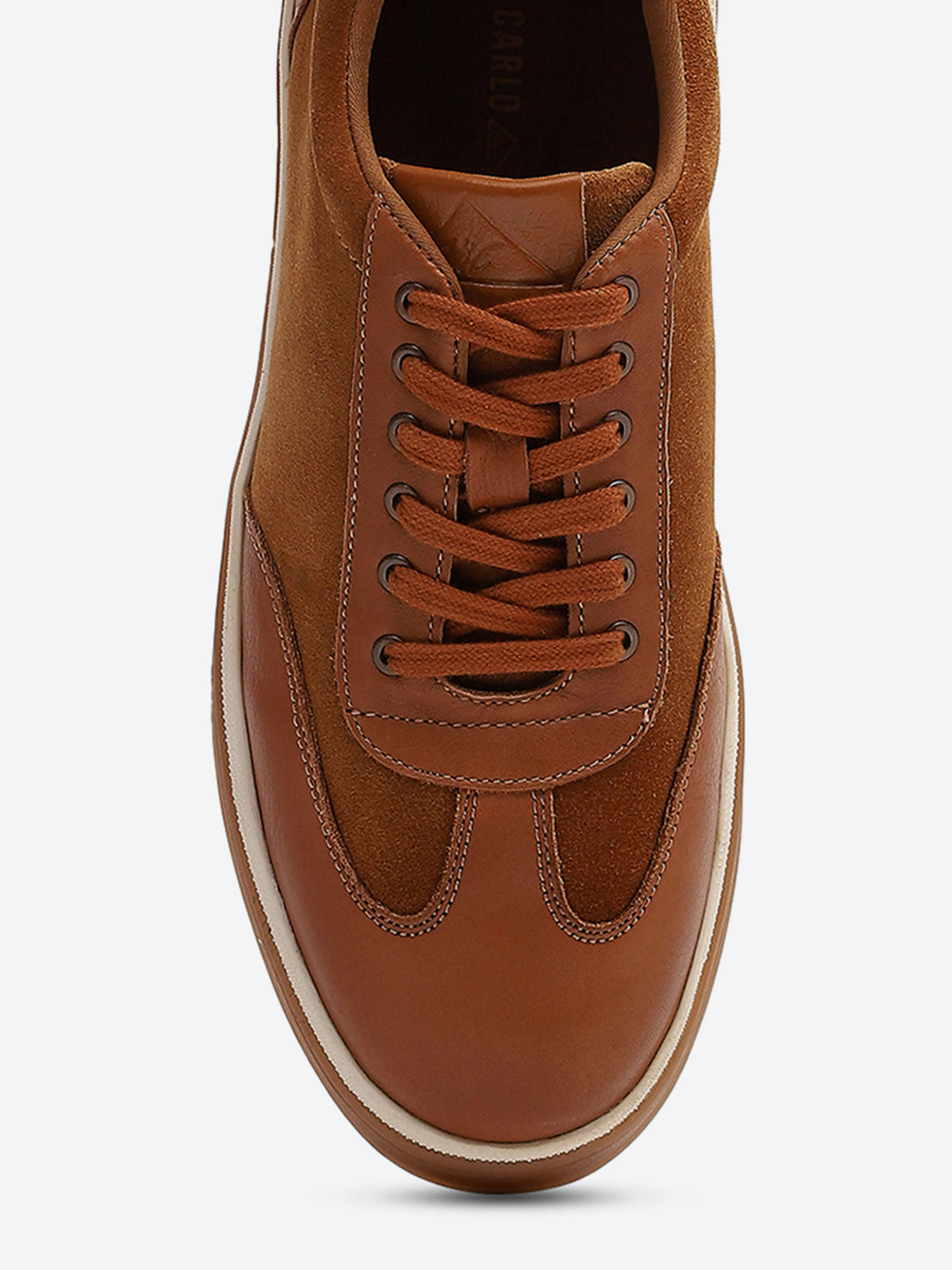 Men Tan Lace Up Genuine Leather Sneaker