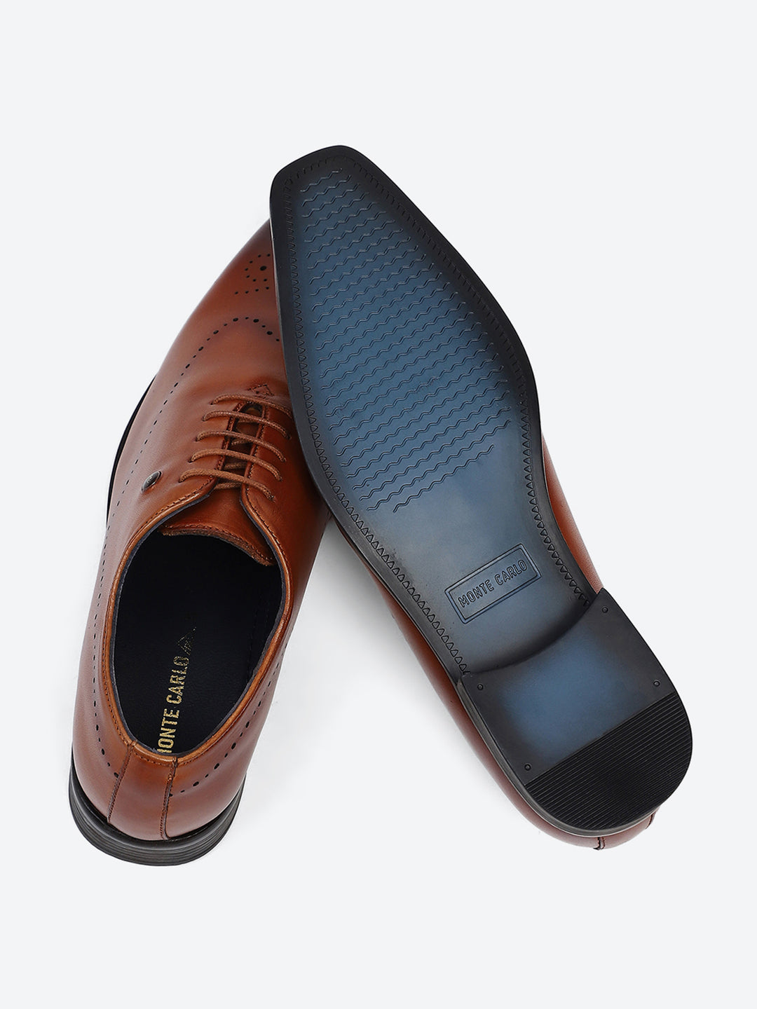 Men Tan Lace Up Genuine Leather Formal Oxfords