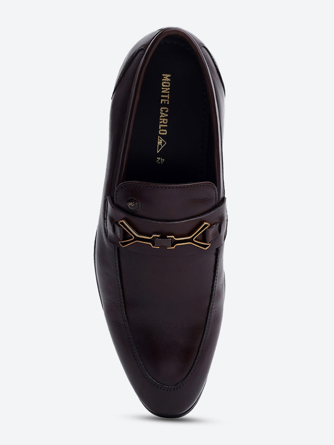 Men Brown Slip on Genuine Leather Horse-Bit Buckle Loafers