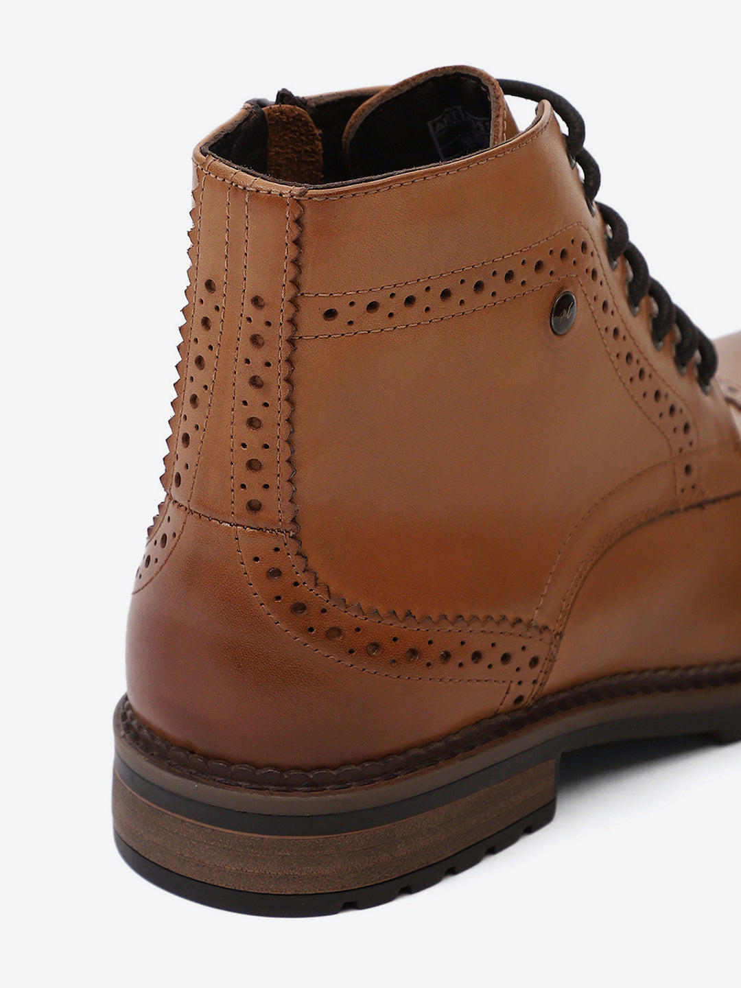 Men Tan Genuine Leather Lace Up Boots