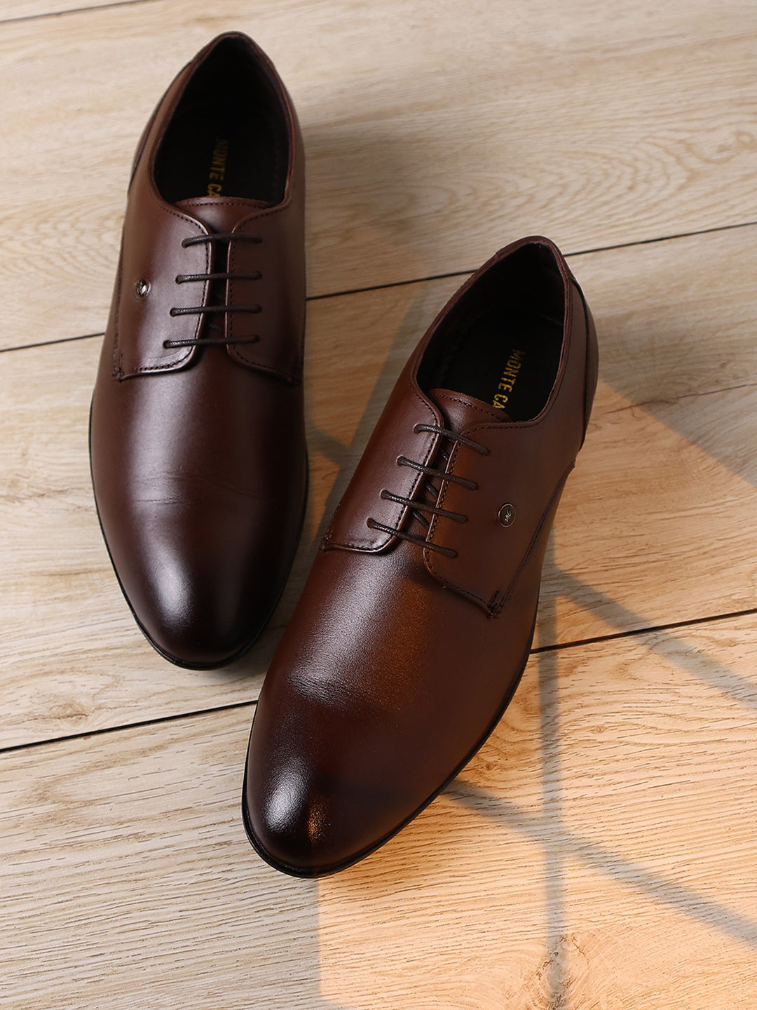 Men Tan Lace Up Genuine Leather Formal Derbys