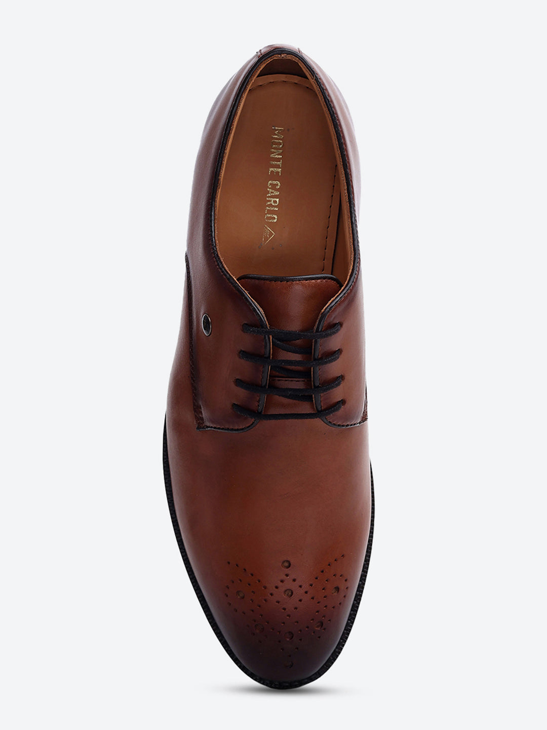 Men Tan Genuine Leather Comfortable Lace-Up Formal Derby Shoes