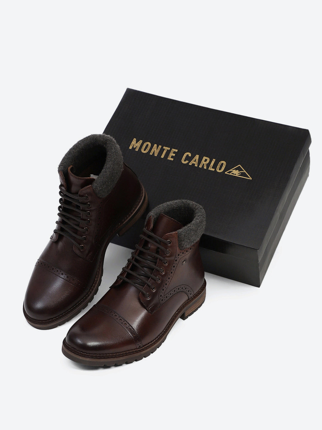 Men Brown Genuine Leather Lace Up Boots