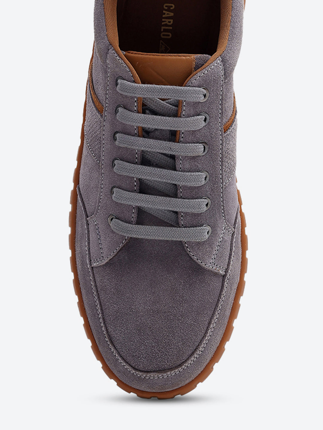 Men Grey Lace Up Genuine Leather Sneaker