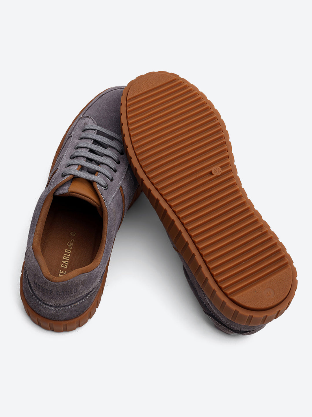 Men Grey Lace Up Genuine Leather Sneaker