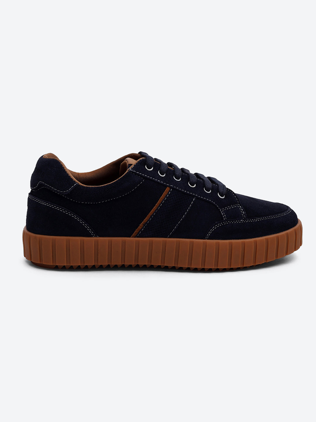 Men Blue Lace Up Genuine Leather Sneaker