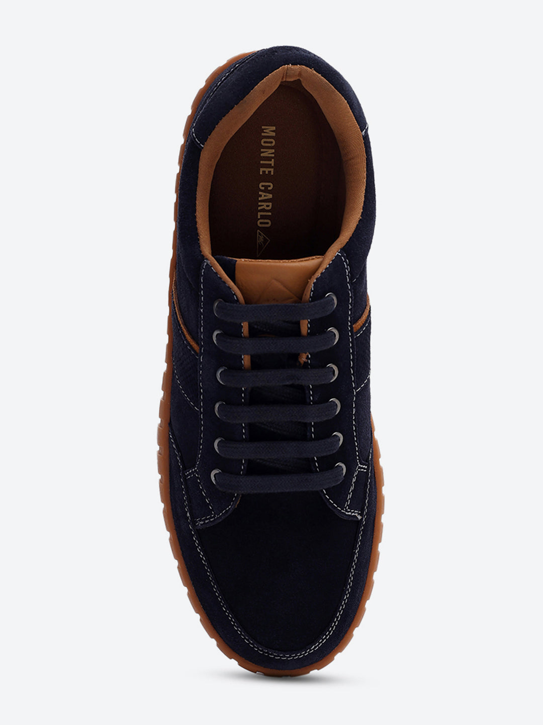 Men Blue Lace Up Genuine Leather Sneaker