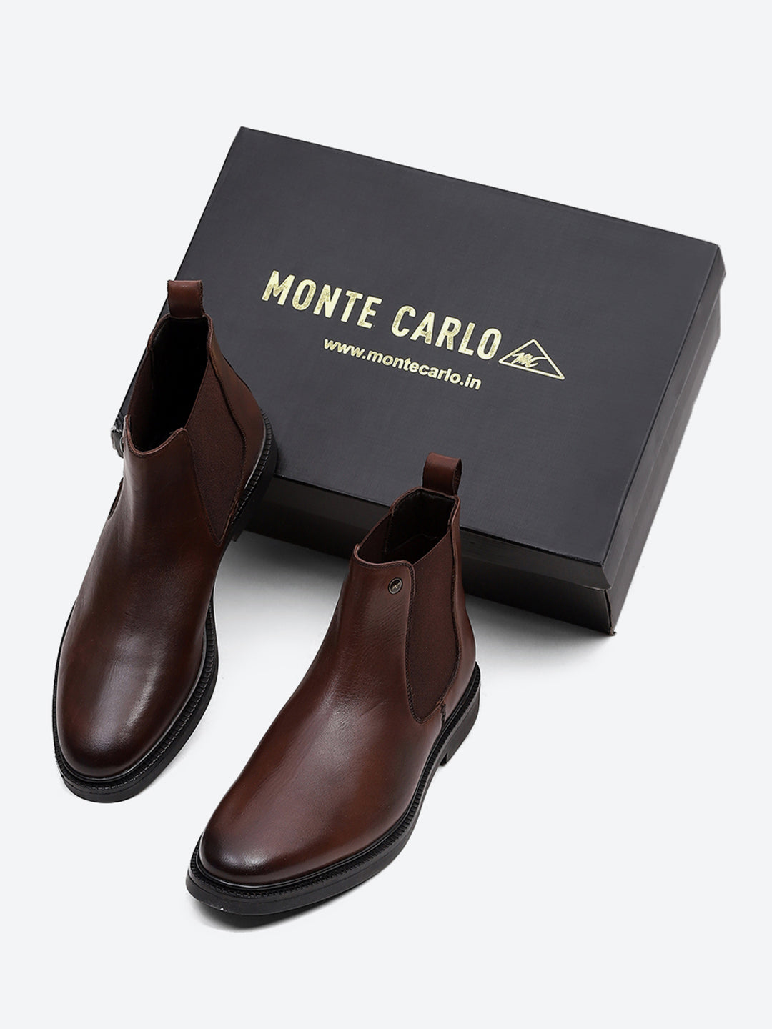 Men Brown Elastic Genuine Leather Chelsea Boots