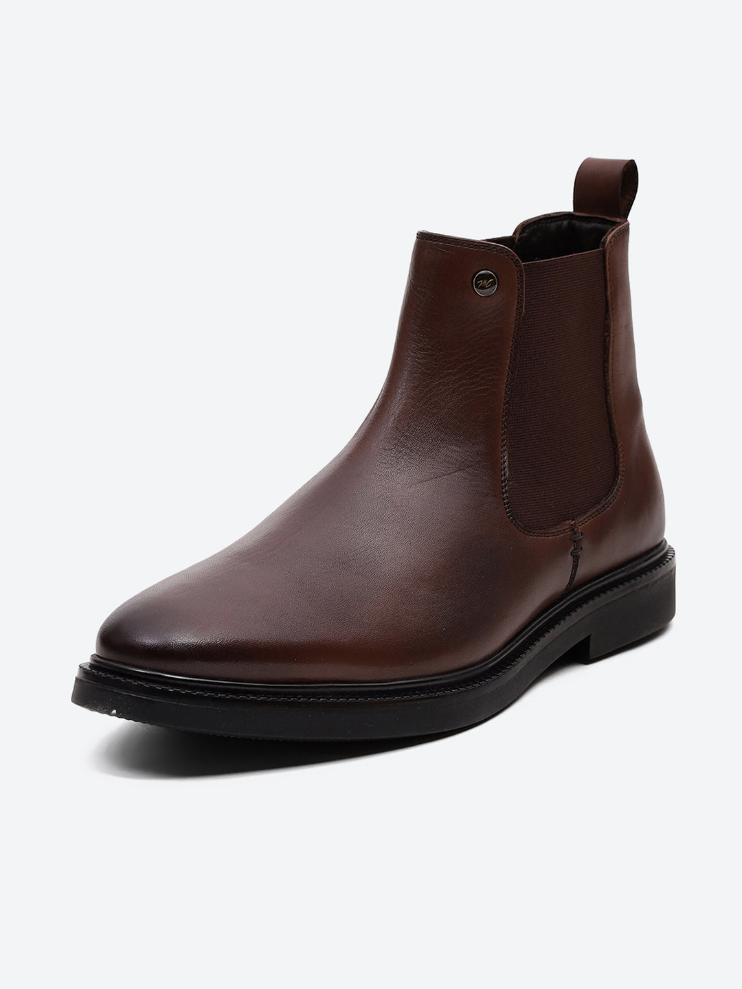 Men Brown Elastic Genuine Leather Chelsea Boots