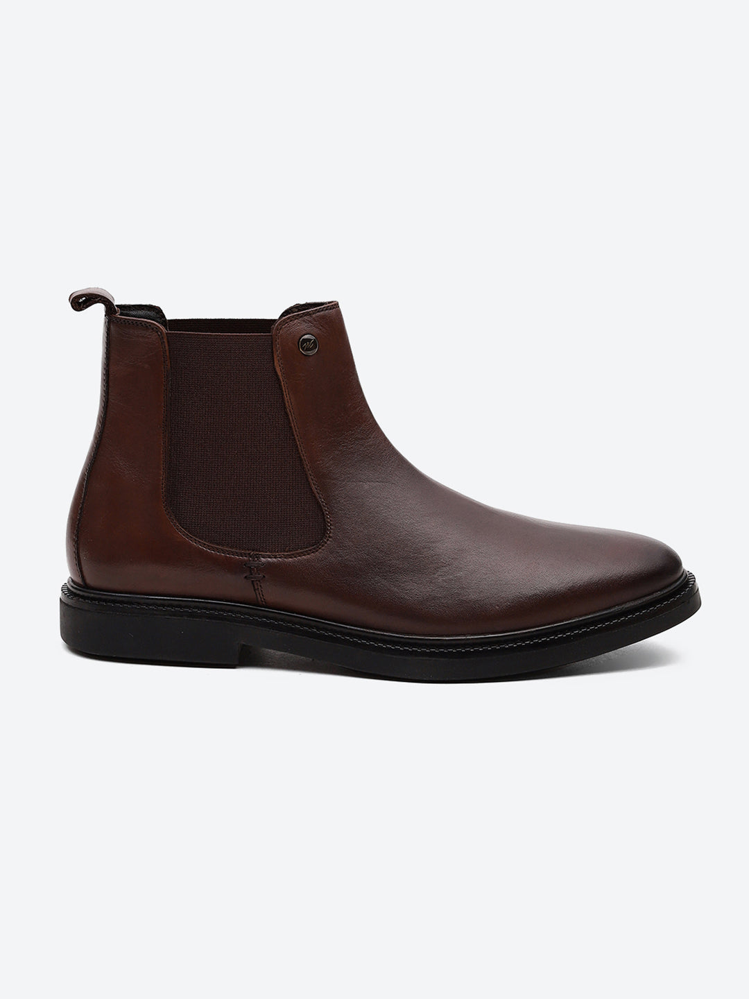 Men Brown Elastic Genuine Leather Chelsea Boots