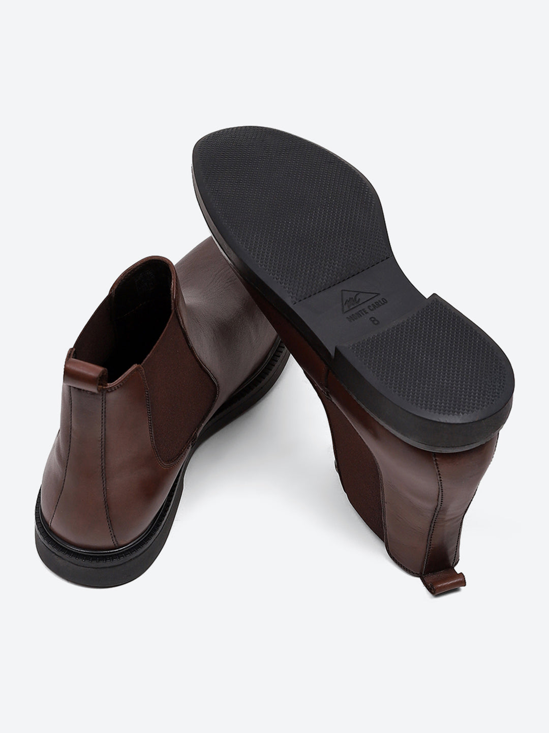 Men Brown Elastic Genuine Leather Chelsea Boots