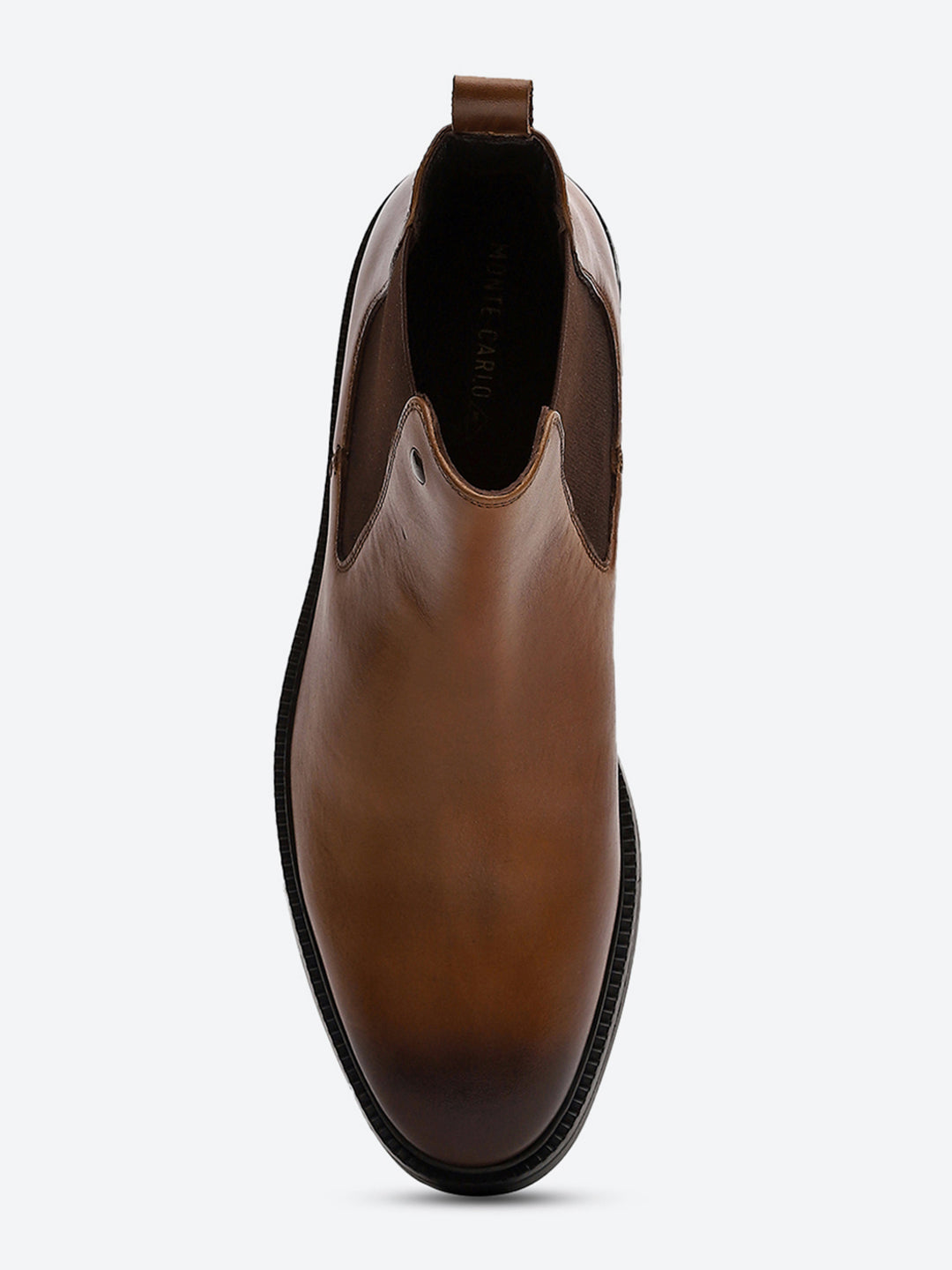 Men Tan Elastic Genuine Leather Chelsea Boots