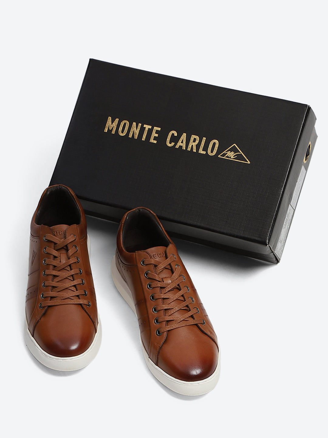 Men Tan Lace Up Genuine Leather Sneaker
