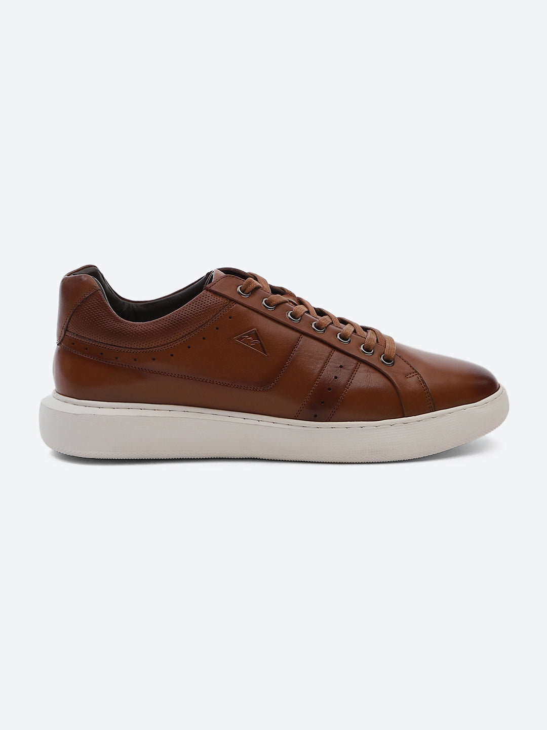 Men Tan Lace Up Genuine Leather Sneaker