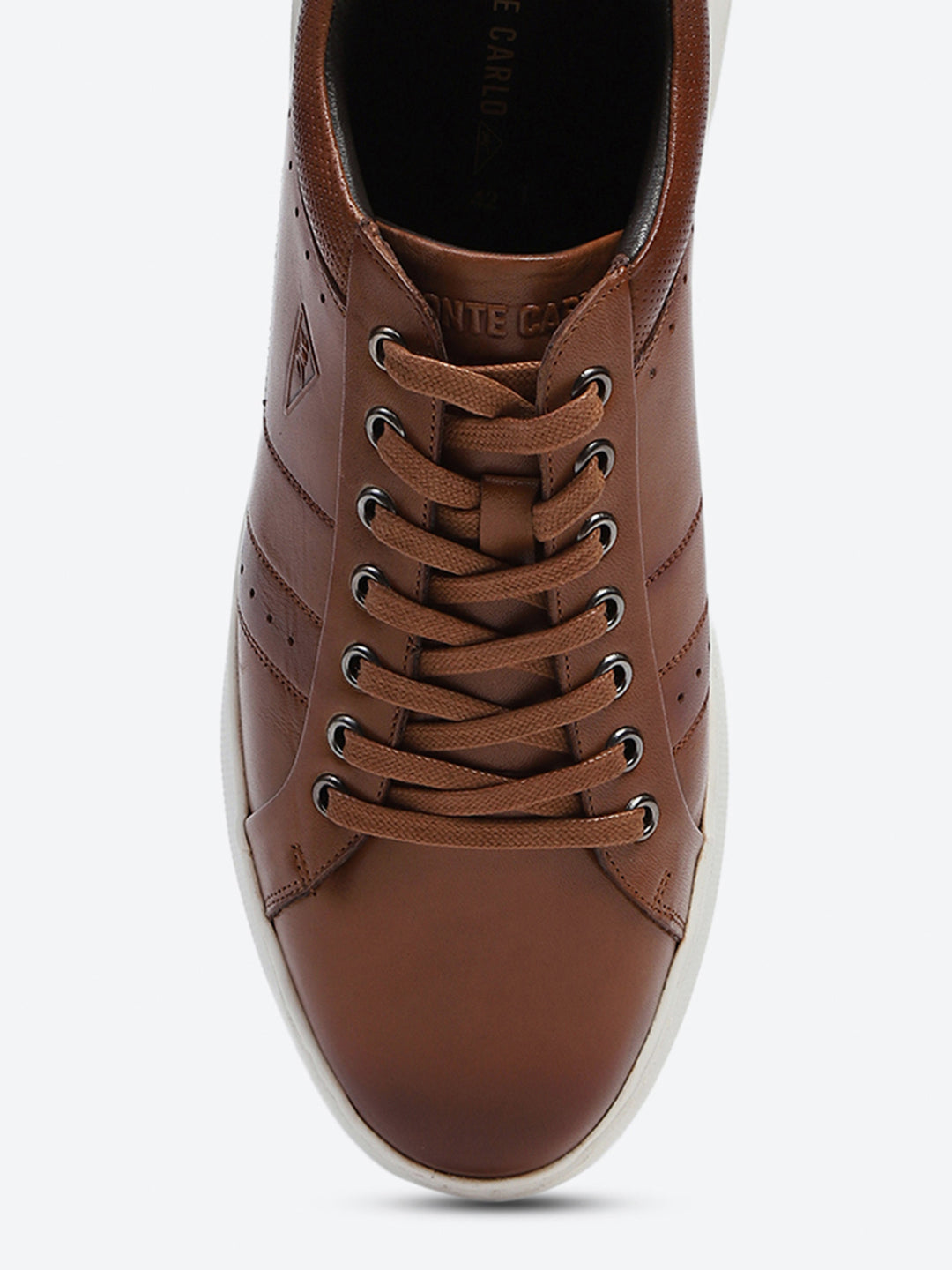 Men Tan Lace Up Genuine Leather Sneaker